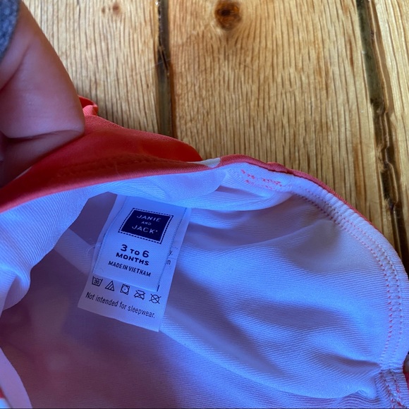 Janie & Jack Pink White Polka Dot Ruffle Halter Swimsuit 3-6 Month - Picture 5 of 5